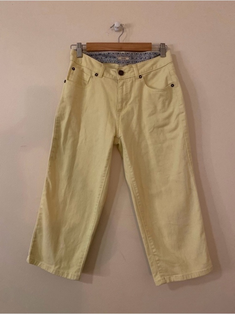 Izod Cotton Capri Yellow Wide-Leg Jeans